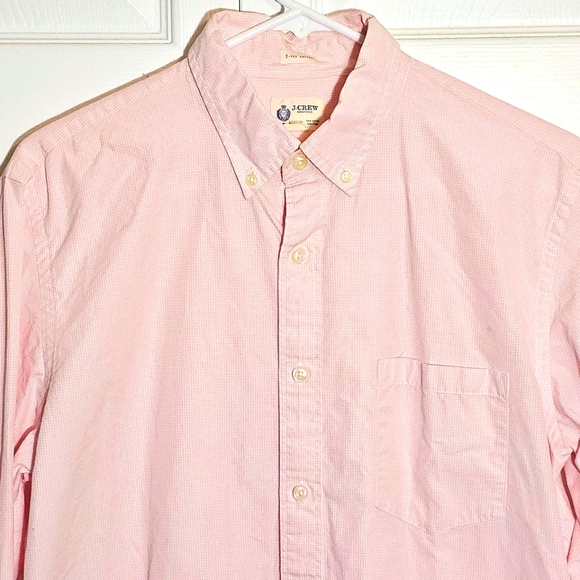 J. Crew Shirtings Men's Button Down Shirt Pink Medium Checked Business Preppy - Picture 2 of 10